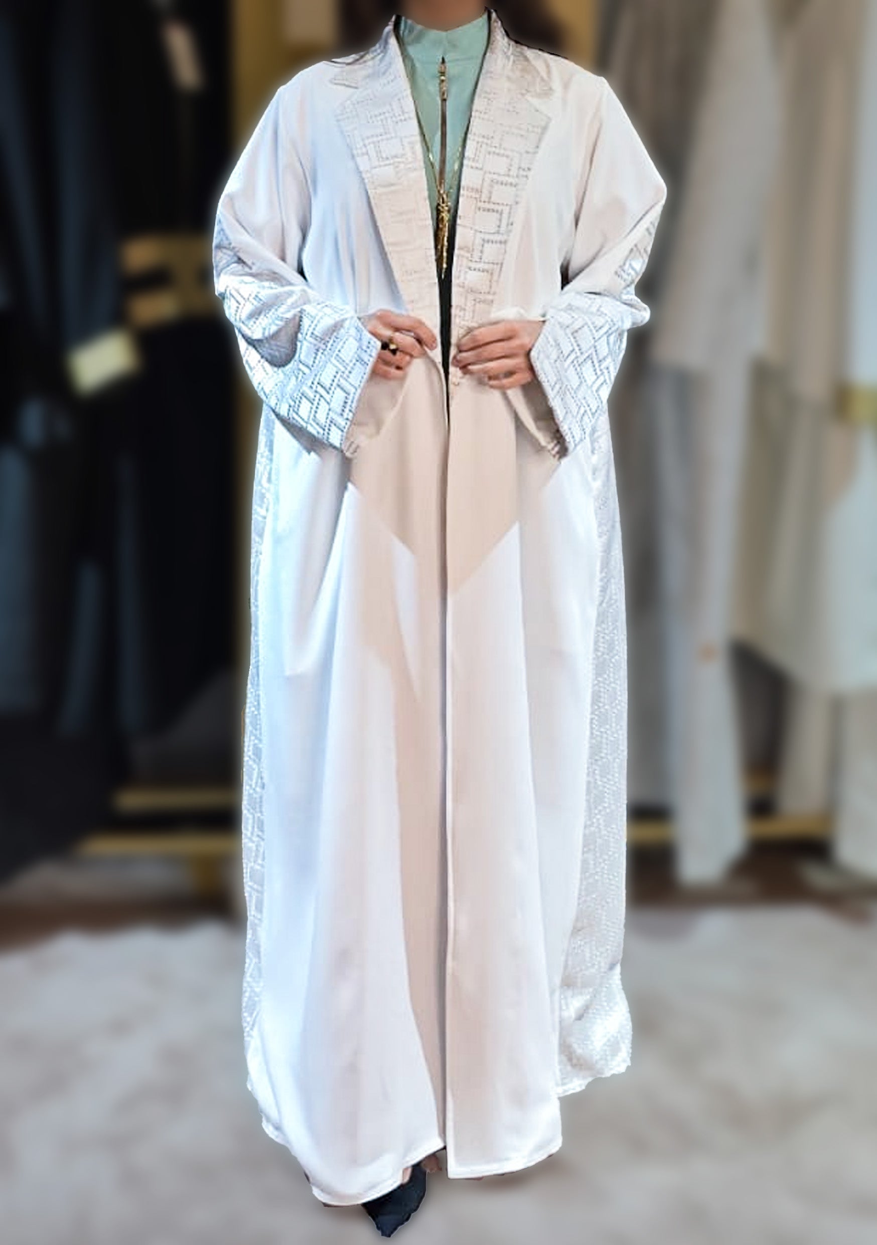 Half Patterned Blazer Abaya