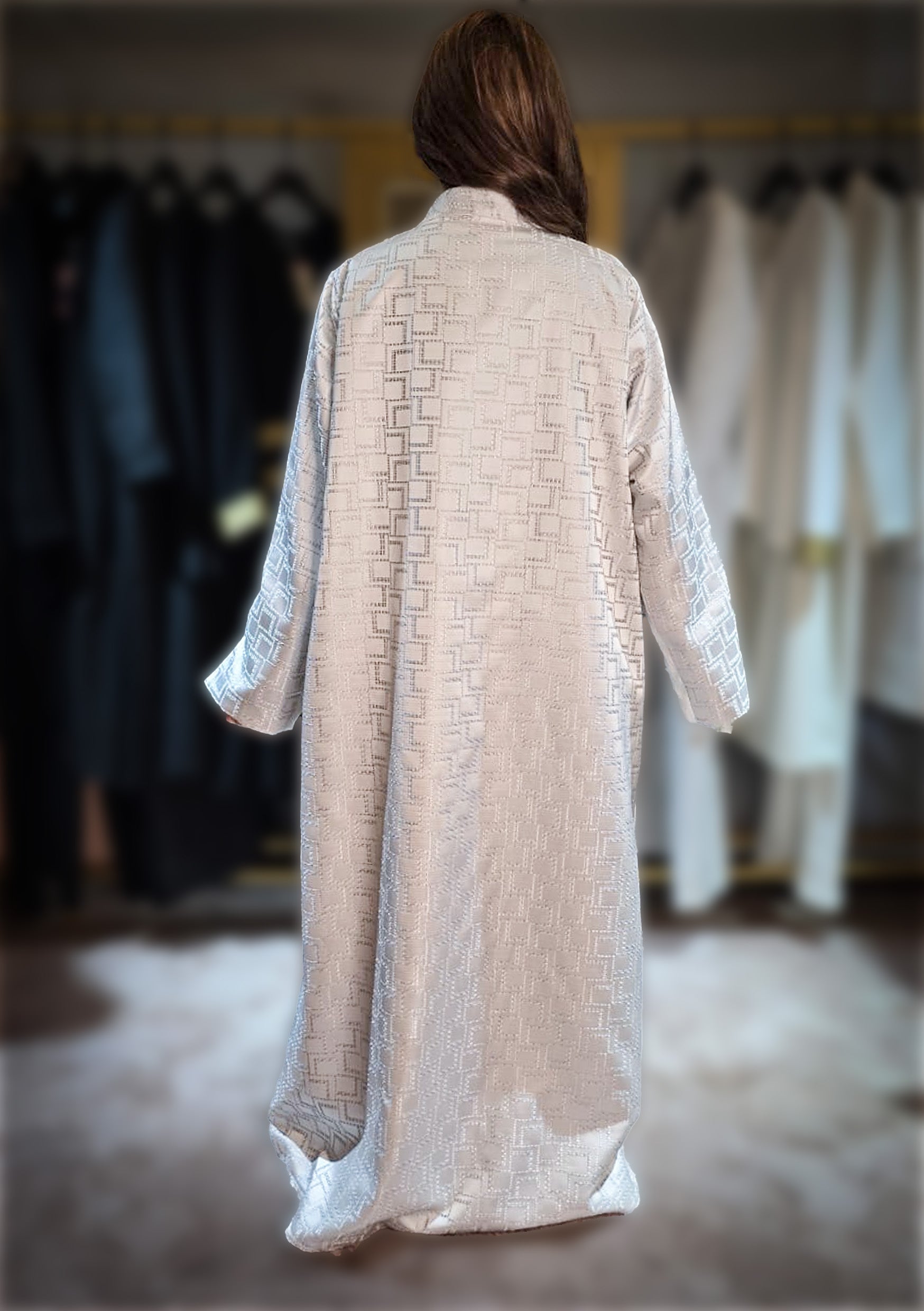 Half Patterned Blazer Abaya
