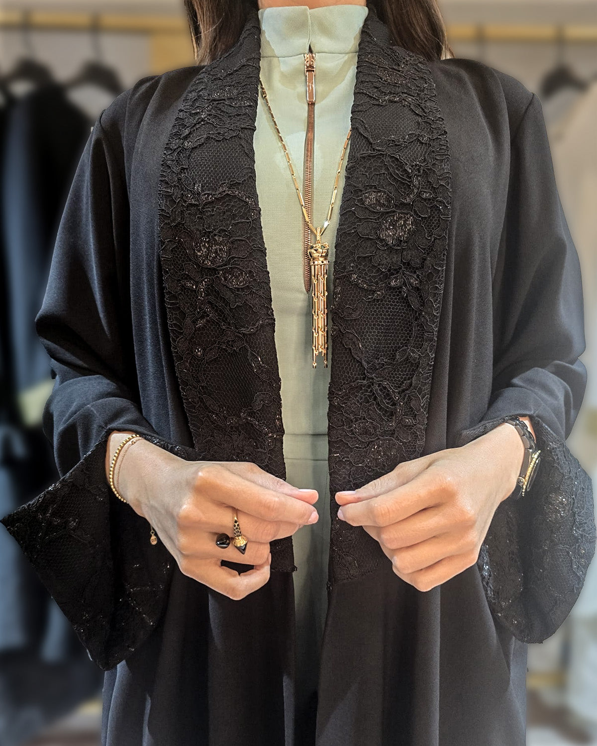 Lacey Collar Abaya