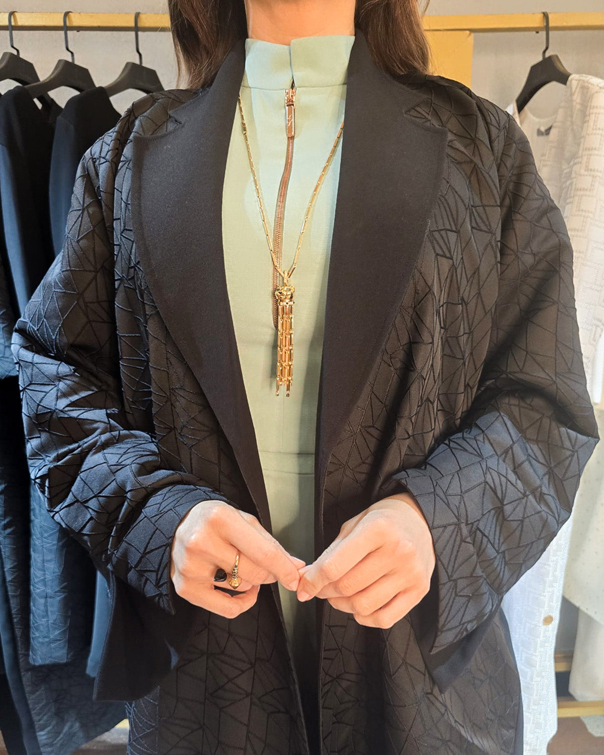 Geometric Blazer Abaya