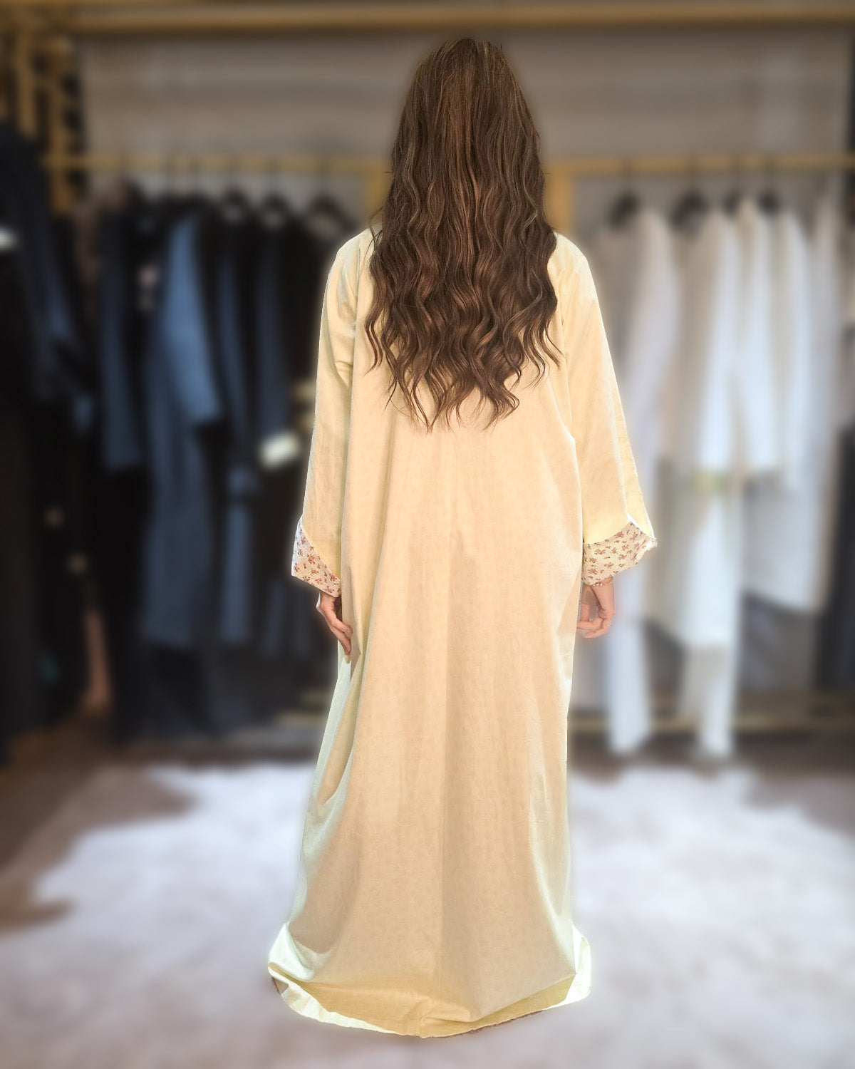 Cream Garden Reversible Abaya