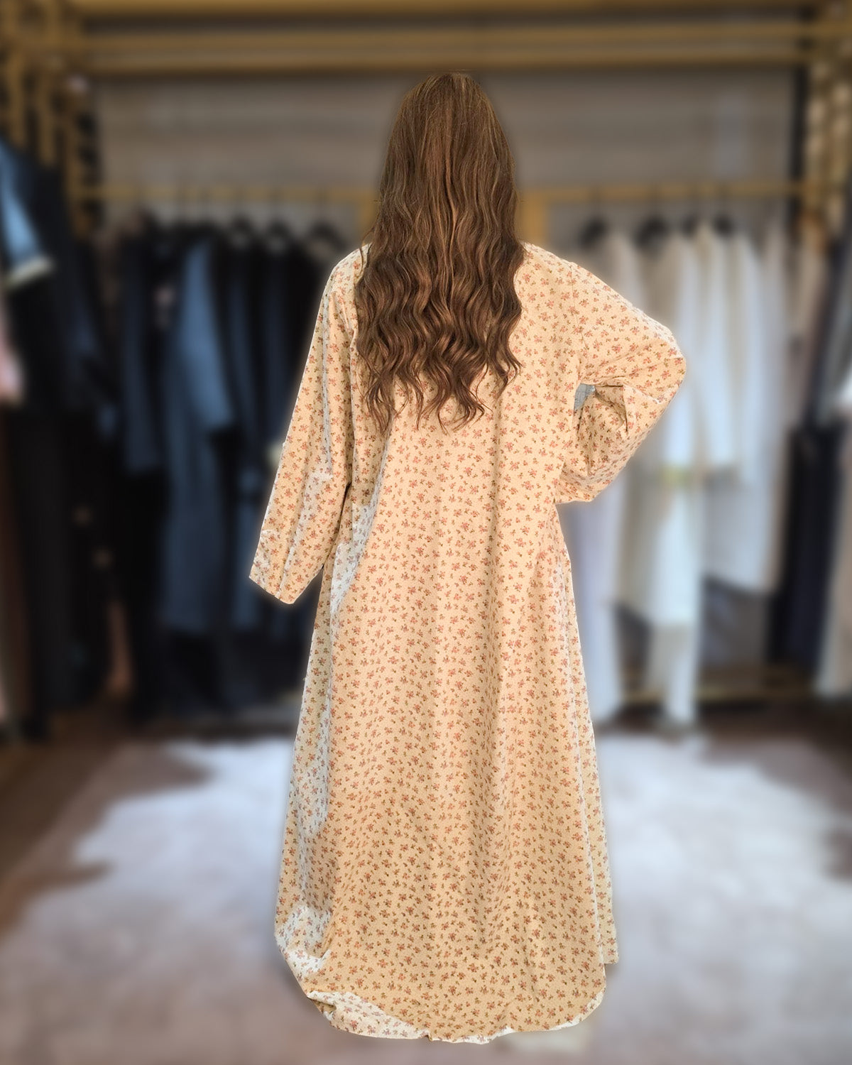 Cream Garden Reversible Abaya