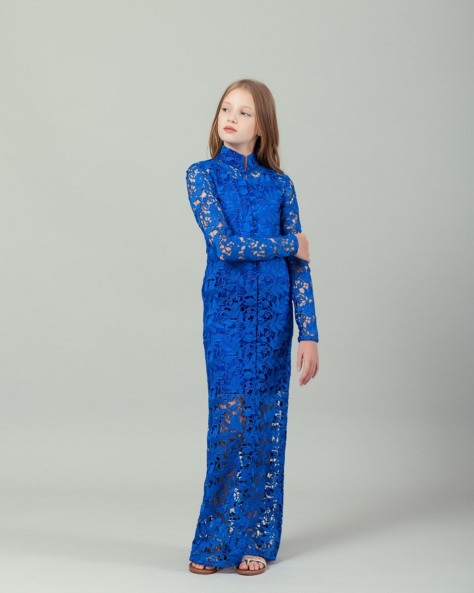 Maria Helena's Guipure Dress - Kids' - Royal Blue