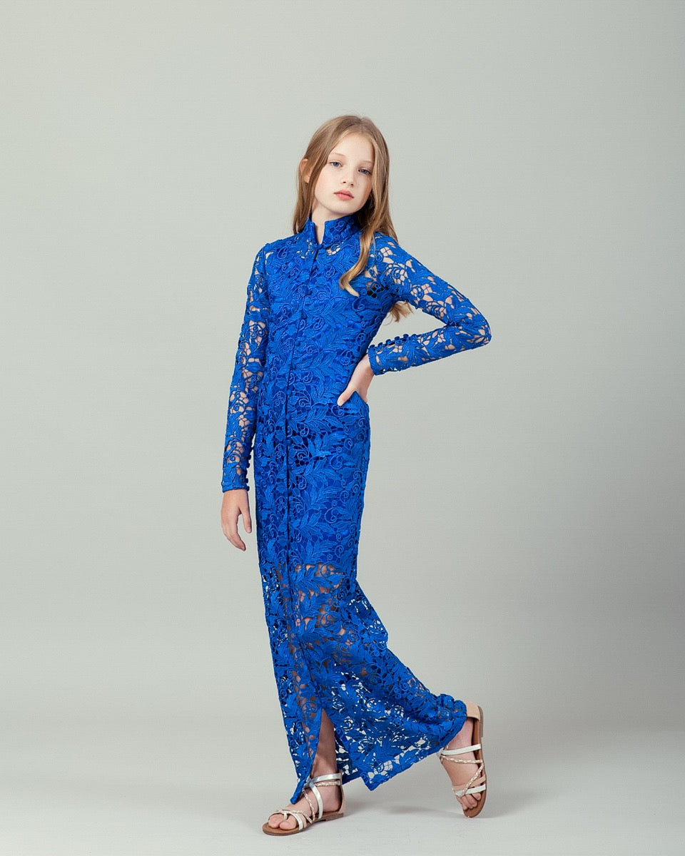 Maria Helena's Guipure Dress - Kids' - Royal Blue