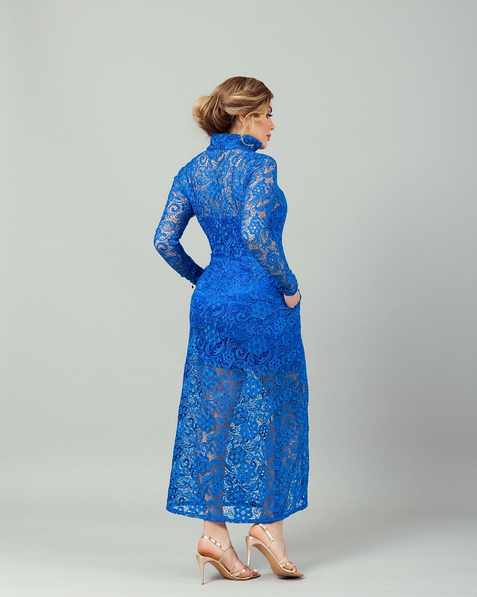 Maria Helena's Guipure Dress - Royal Blue