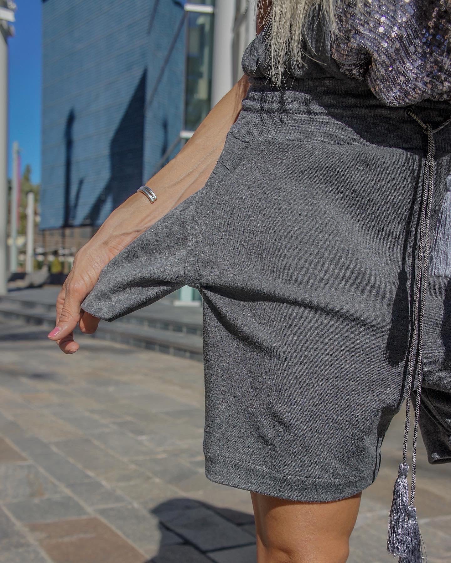 La Luna Shmagh- Sleeveless Shorts  Electric Grey